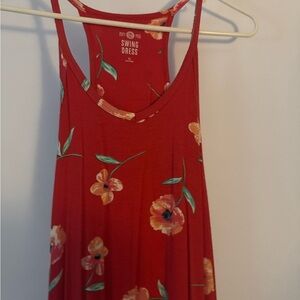American Eagle Outfitters Red Floral Midi Dress